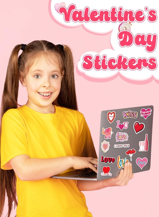 kecristv 300 Pcs Valentines Stickers for Kids, Valentines Party Favors, Bulk Crafts Prizes & Goodie Bags Stuffers, Waterproof Vinyl Water Bottle Stikers Pack - Image 5